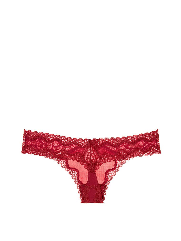 Victoria’s Secret Dream Angels Lace-Trim Thong Panty Deep Red