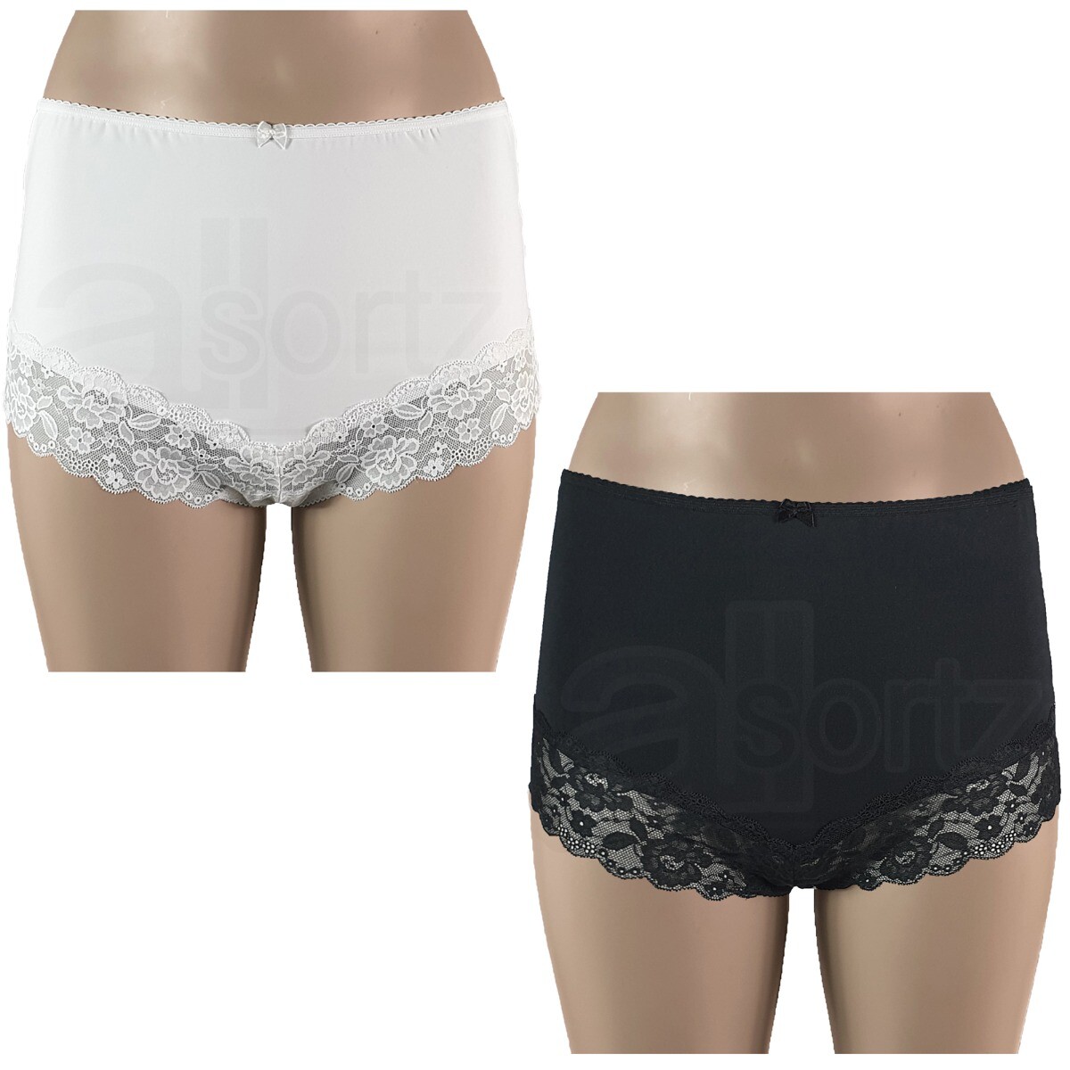 Ladies High Rise Maxi Briefs Full Coverage Lace Knickers Shorts M S L UK Size