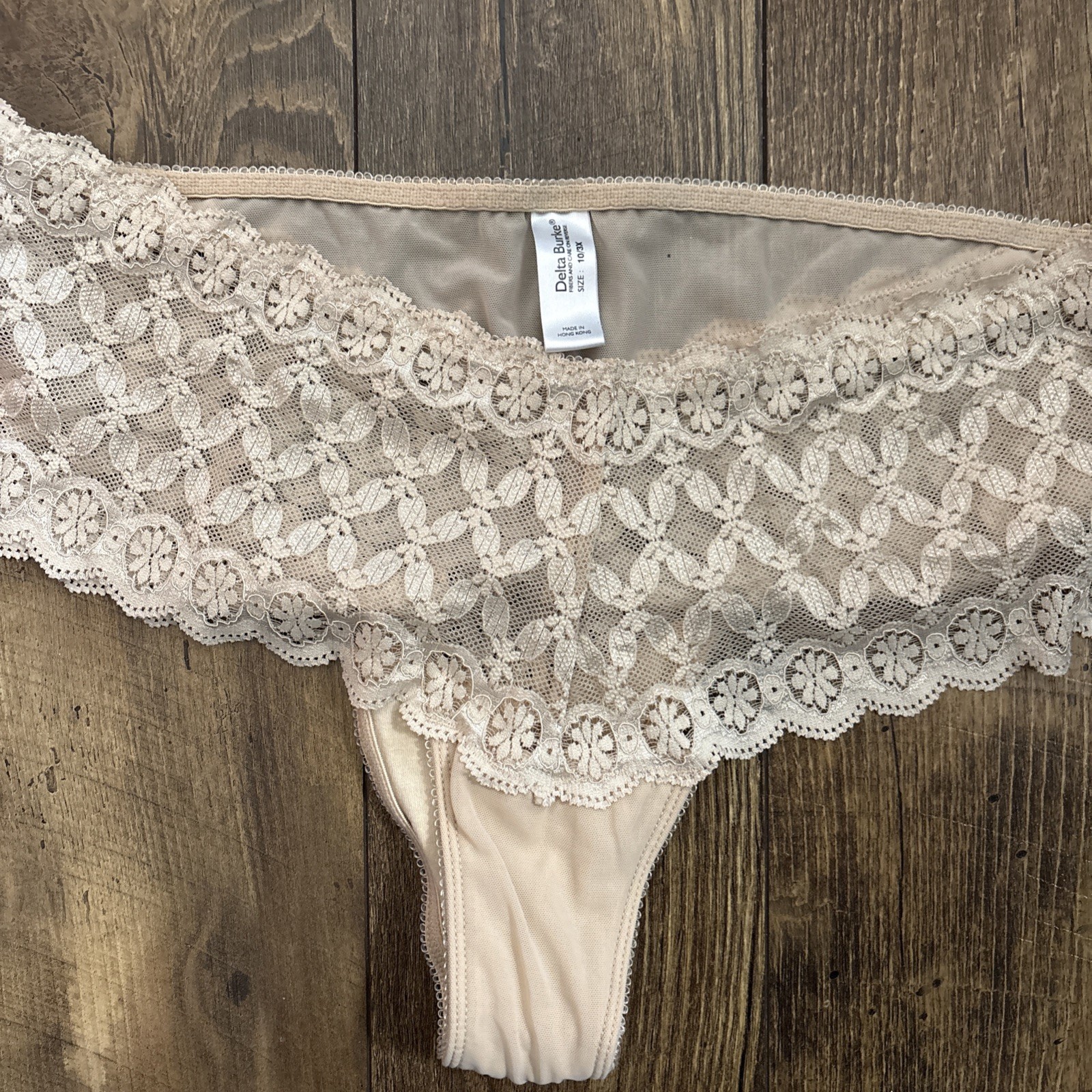 VTG 2 Delta Burke Lace Hipster Thong In Nude/white Sz 3X &1 Fashion Bug Hipster