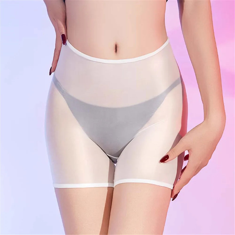 Sexy 5D Oil Glossy Shiny High Waist Briefs Smooth Boxers Shorts Bottom Underwear