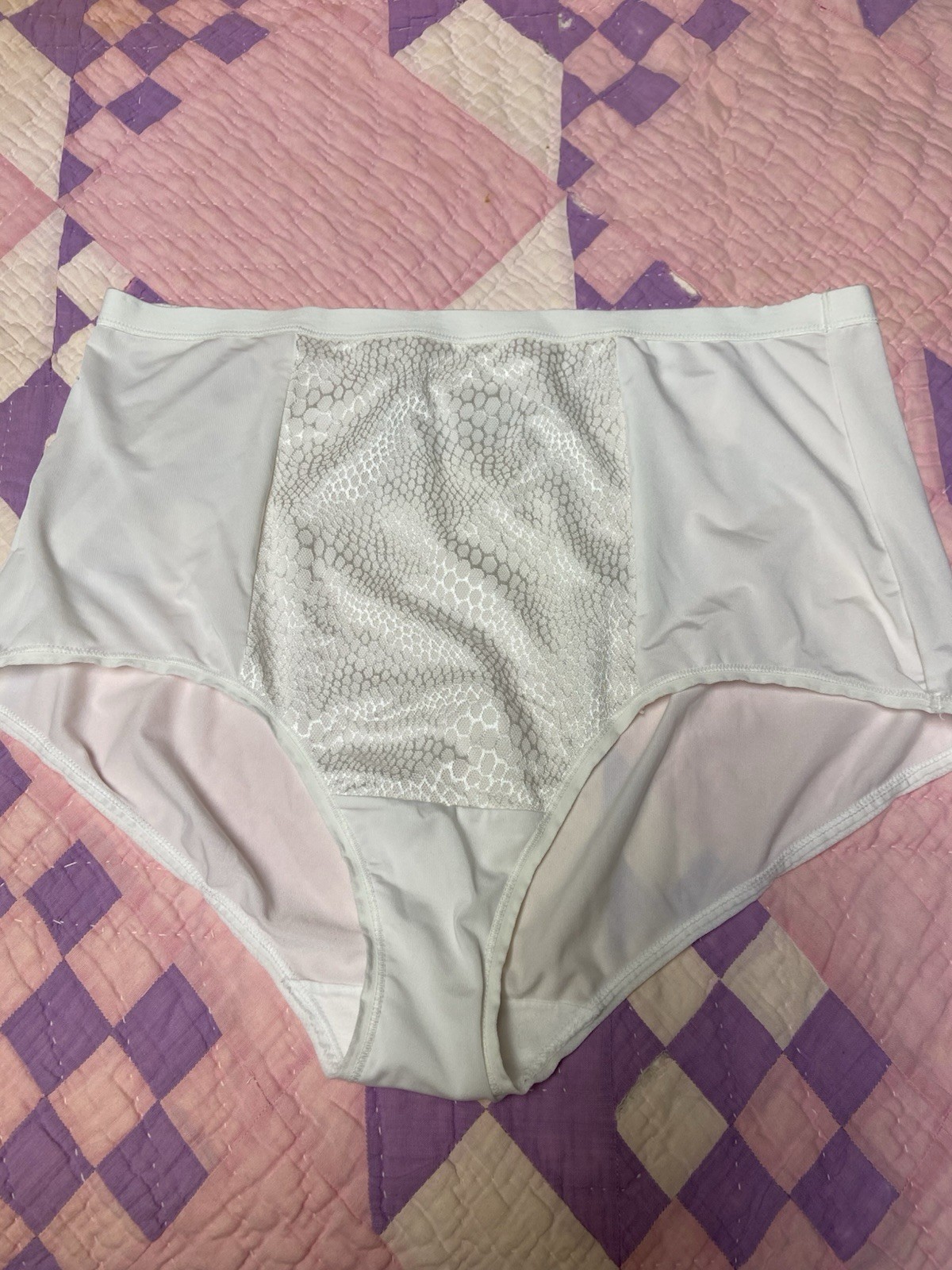 Warners 2XL White Panties Shiny Panel Polyester Blend