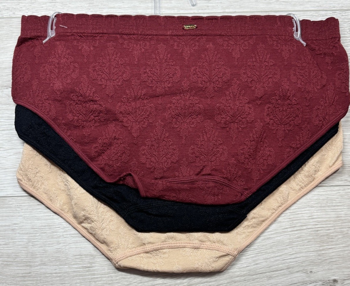 CAPEZIO Womens 3-Pack Hipster LOGO Seamless Panties Nylon Black Red Beige Size M