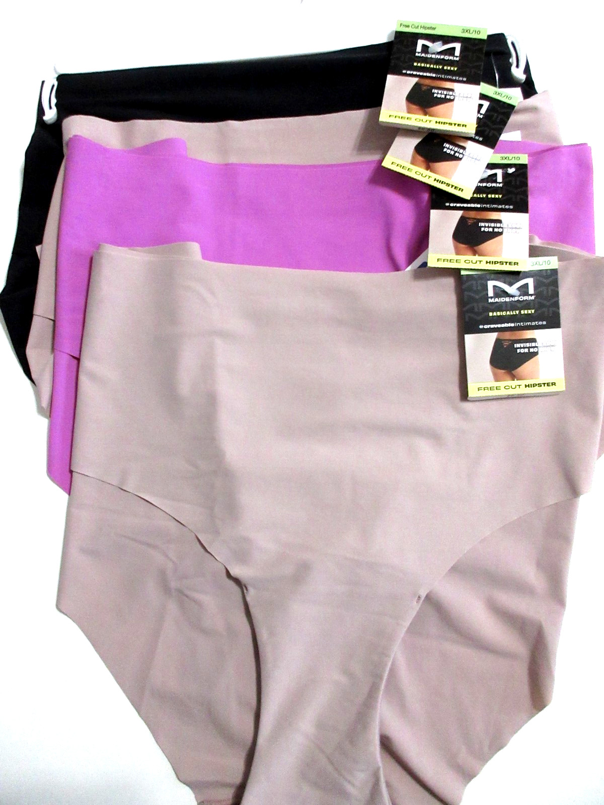 Maidenform ~ 4-Pair Women’s Free Cut Hipster Underwear Nylon Blend ~ 3XL/10