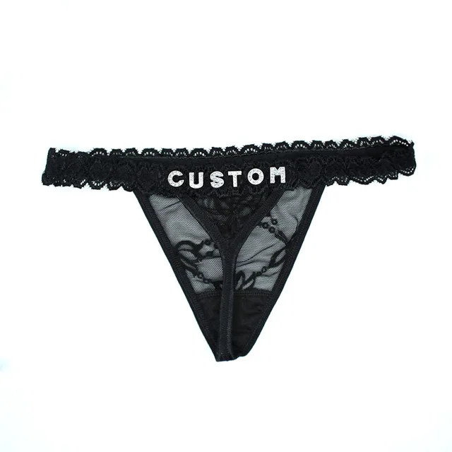 Custom Letters Thong Panties Boyfriend Name Crystal Letter G-String Underwear L3