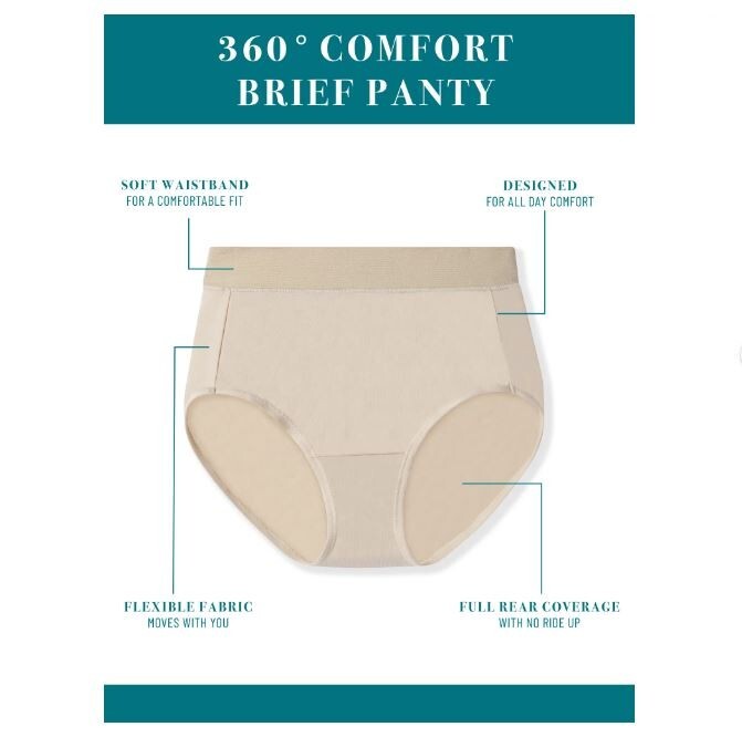 Vanity Fair Black-Black-Beige Microfiber 5XL/12 Radiant 3 PR Brief Panties Soft