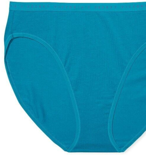 M Blue Sea Dive Stretch Cotton LOGO Waist Victorias Secret HighLeg Brief Pantie