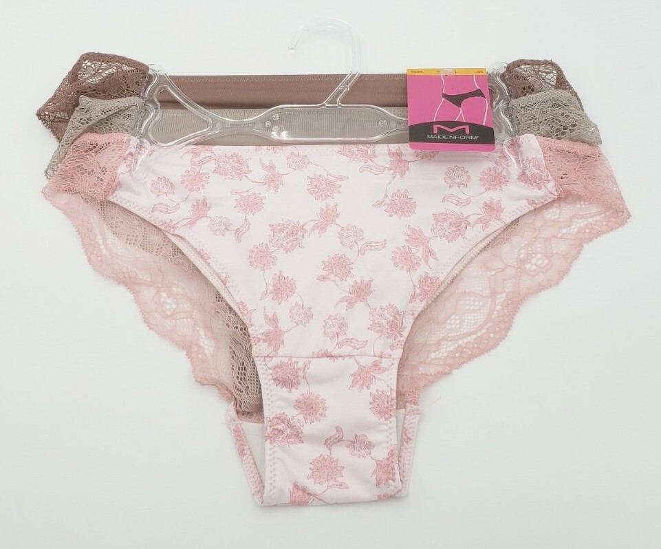 Maidenform Women Tanga Panties 3-Pair Size S/5 with Lace 40159R New