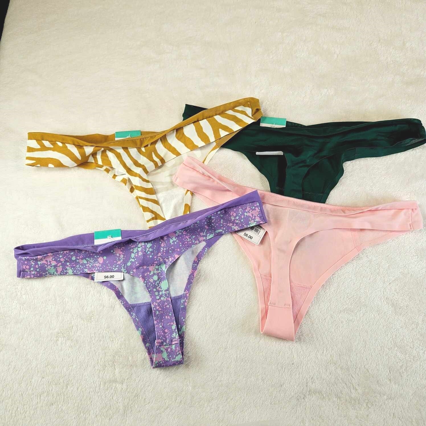 Auden 4pk Laser Cut with Mesh Thong Womens Small Stretch