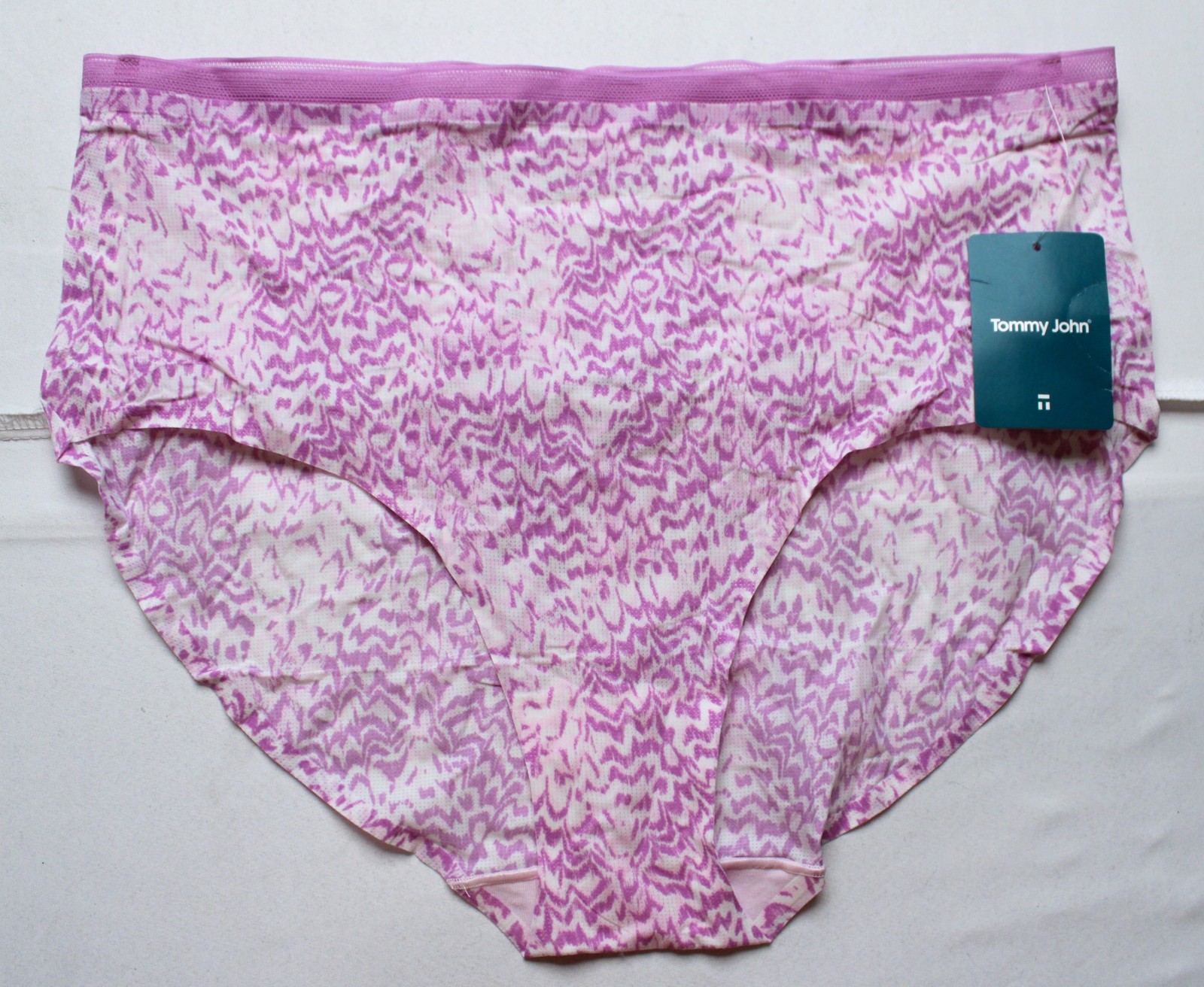 Tommy John Women’s Air High Rise Brief DH3 Coconut Milk Abstract Feathers XL NWT