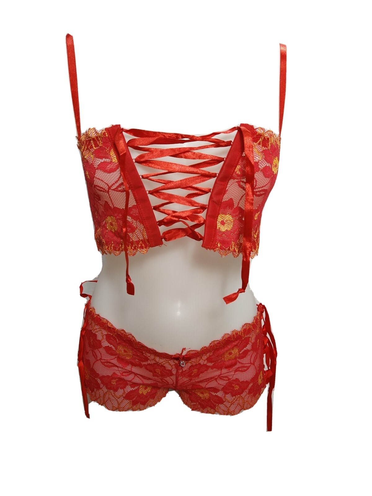 Women NWOT One Size SM/M/L lace 2 piece Top/Brief Sexy Solid