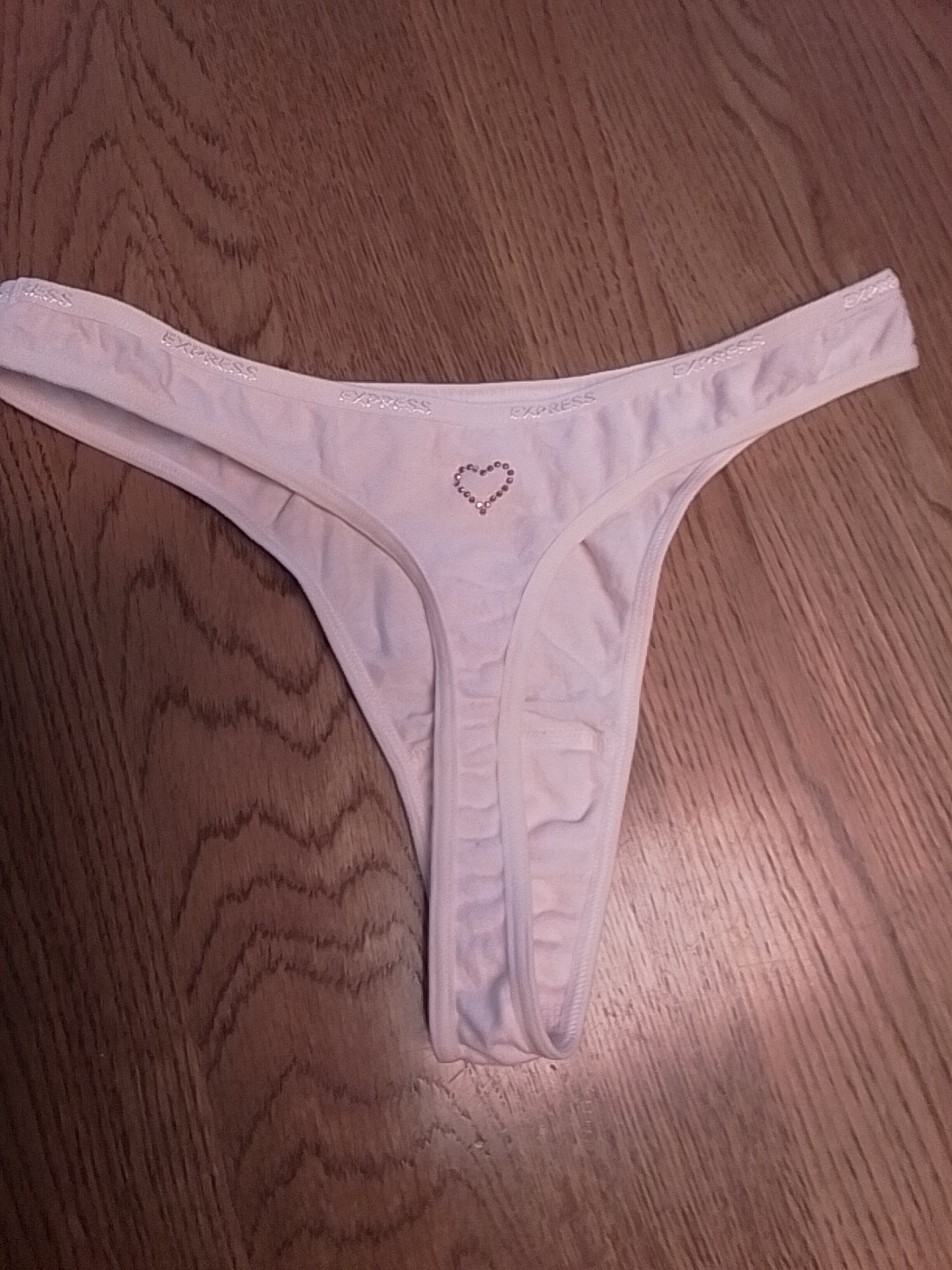 Rare Express women’s thong Cotton panties vintage pink Heart Rear Bling Small