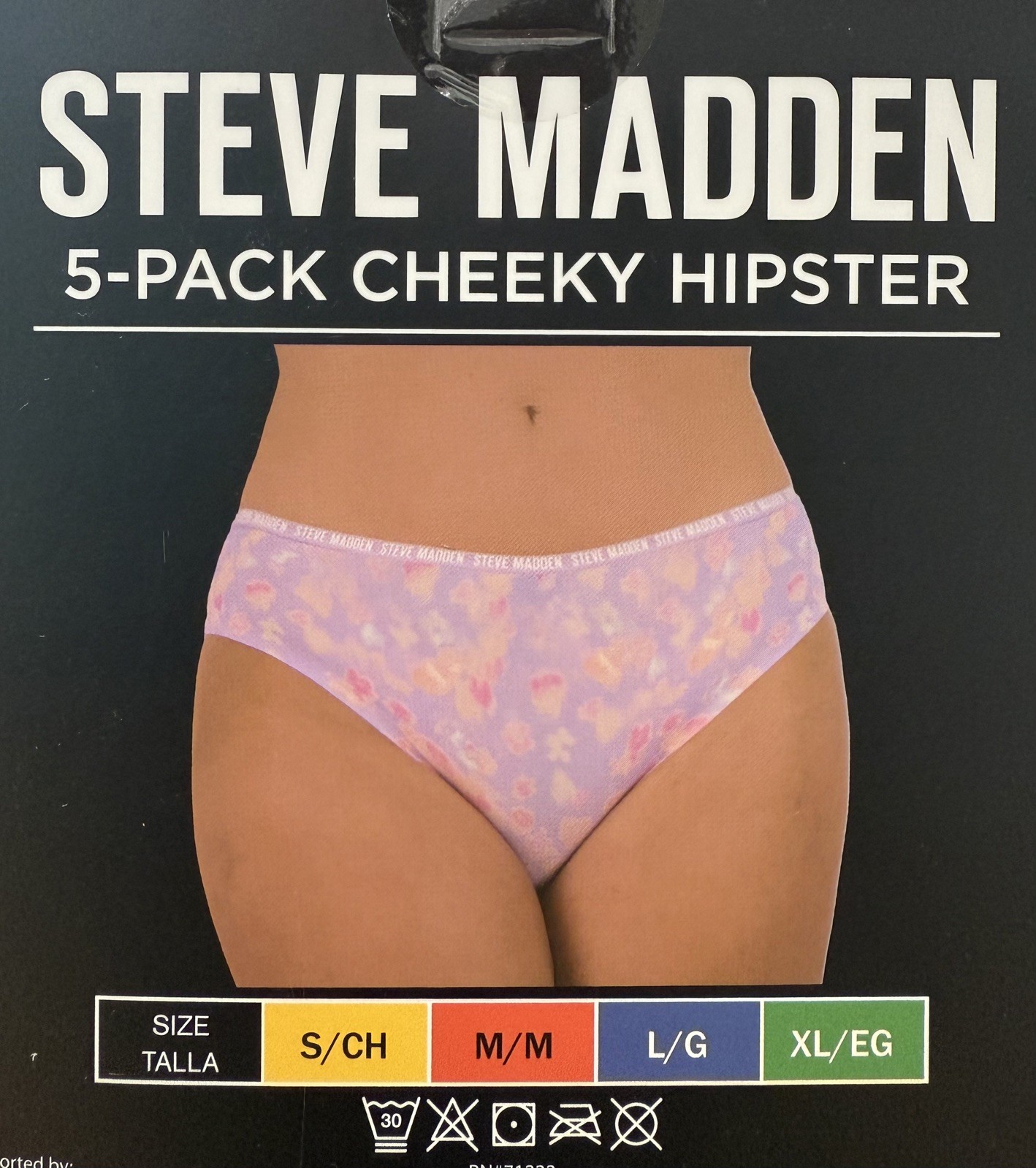 Steve Madden 5 Pack Cheeky Hipster Briefs – Large – Beige / Lilac / Grey / Mint