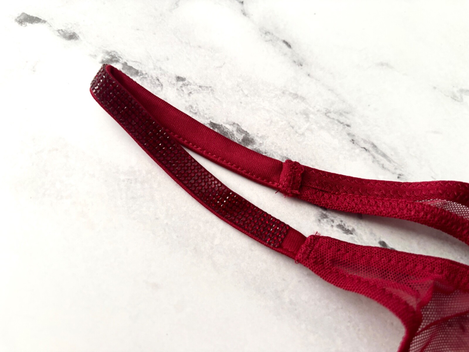 Victoria’s Secret Thong Panty Sexy Red Lacquer Mesh Shine Strap M L XL 2XL