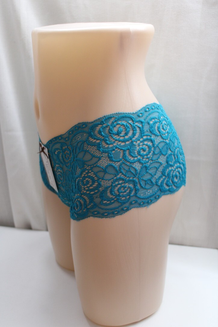Yun Meng Ni Nylon Spandex Hipster Floral Lace Brief 1 Pack Panty M Turqouise Tag