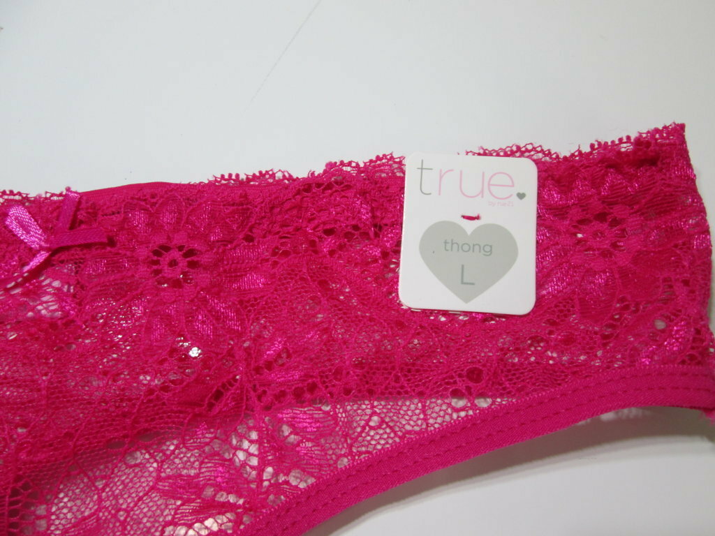 NWT Rue 21 Womens Size L Panty Thong Pink Floral Lace Stretch Sexy Lingerie