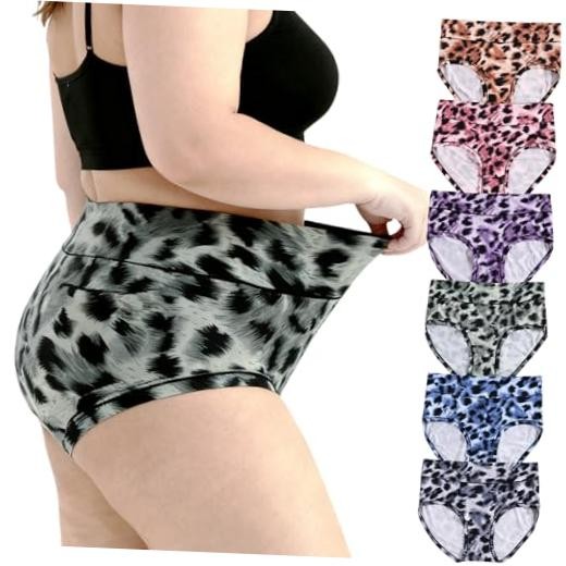 Women’s Leopard Print Panties Plus Size 4X-Large 6 Pack Leopard Print Underwear