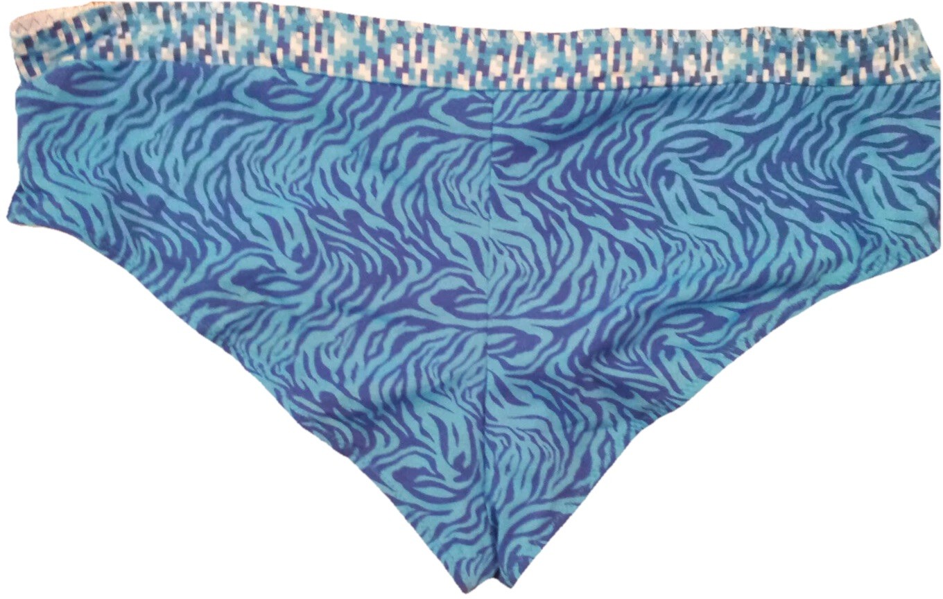 Boyleg Panties Blue Zebra Animal and Geometric Print Size 3X(10)-4X(11) Sexy NWT