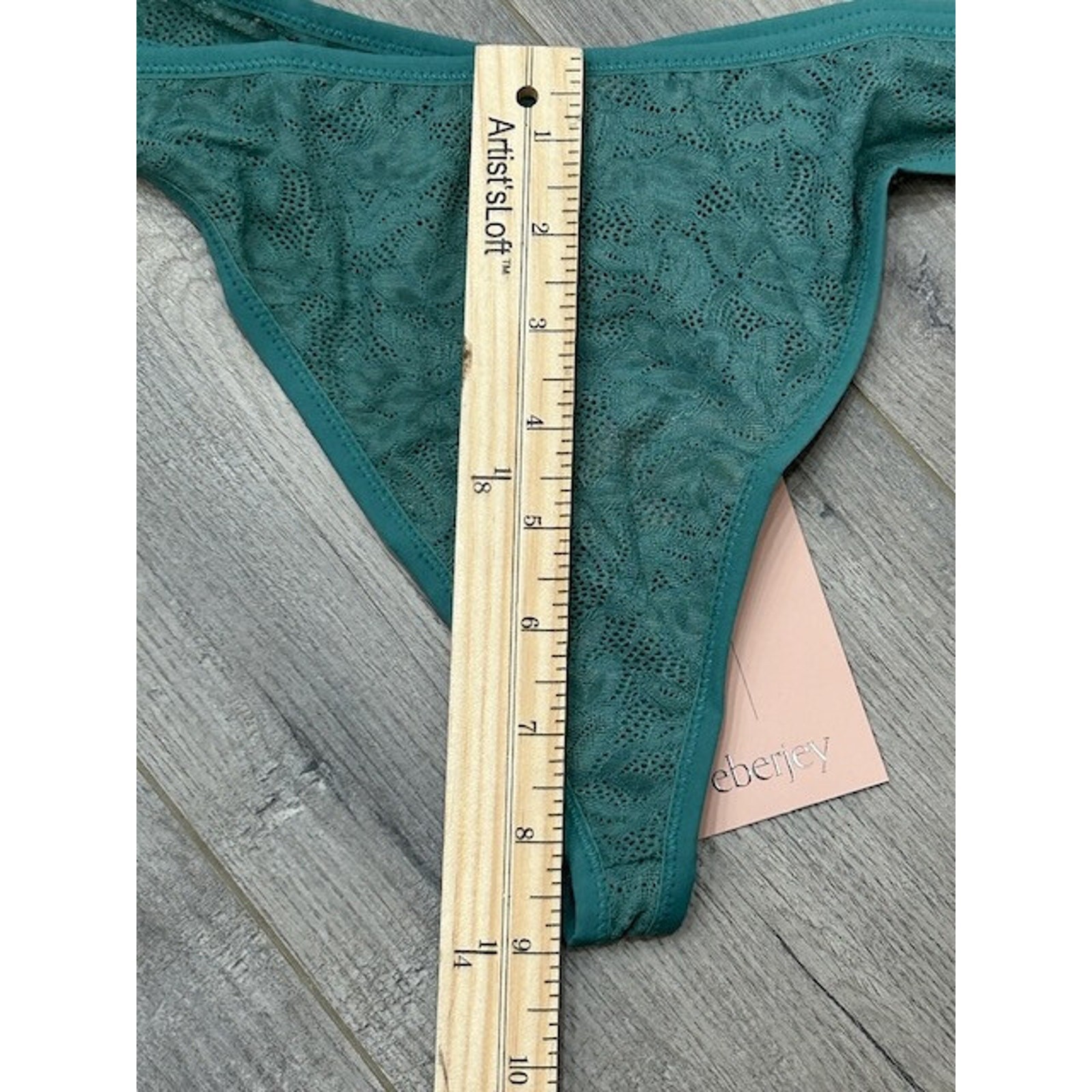 Eberjey Womens Soft Stretch Thong Panty Mid Rise Elastic Trim Agave Size XL NWT