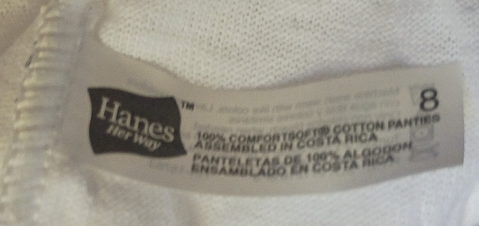 Hanes Her Way 100% cotton 6 pair pkg. solid white hi-cut briefs Size 8