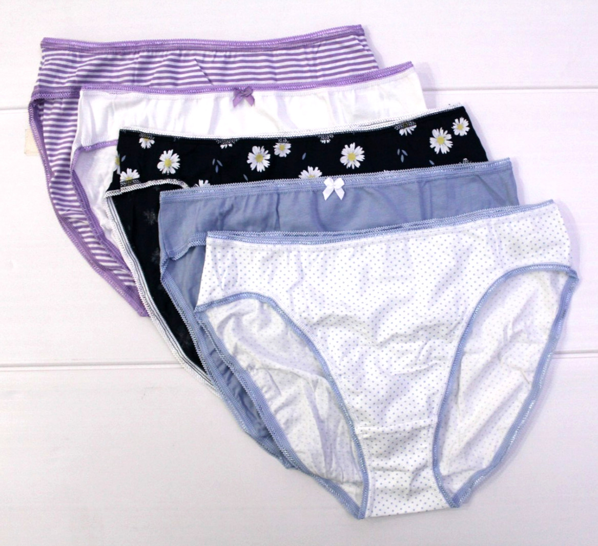 Ex M & S Ladies 5 Pack Cotton Lycra High Legs Briefs Knickers ~ Sizes 8 to 20 ~
