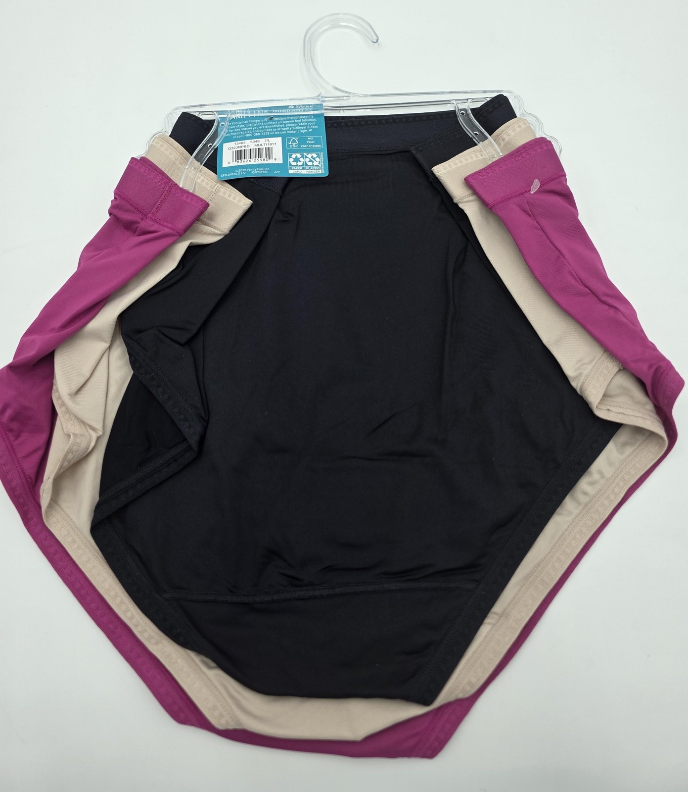 Vanity Fair Briefs Womens Large 3 Pack Purple Black Beige No Ride No Roll 13463
