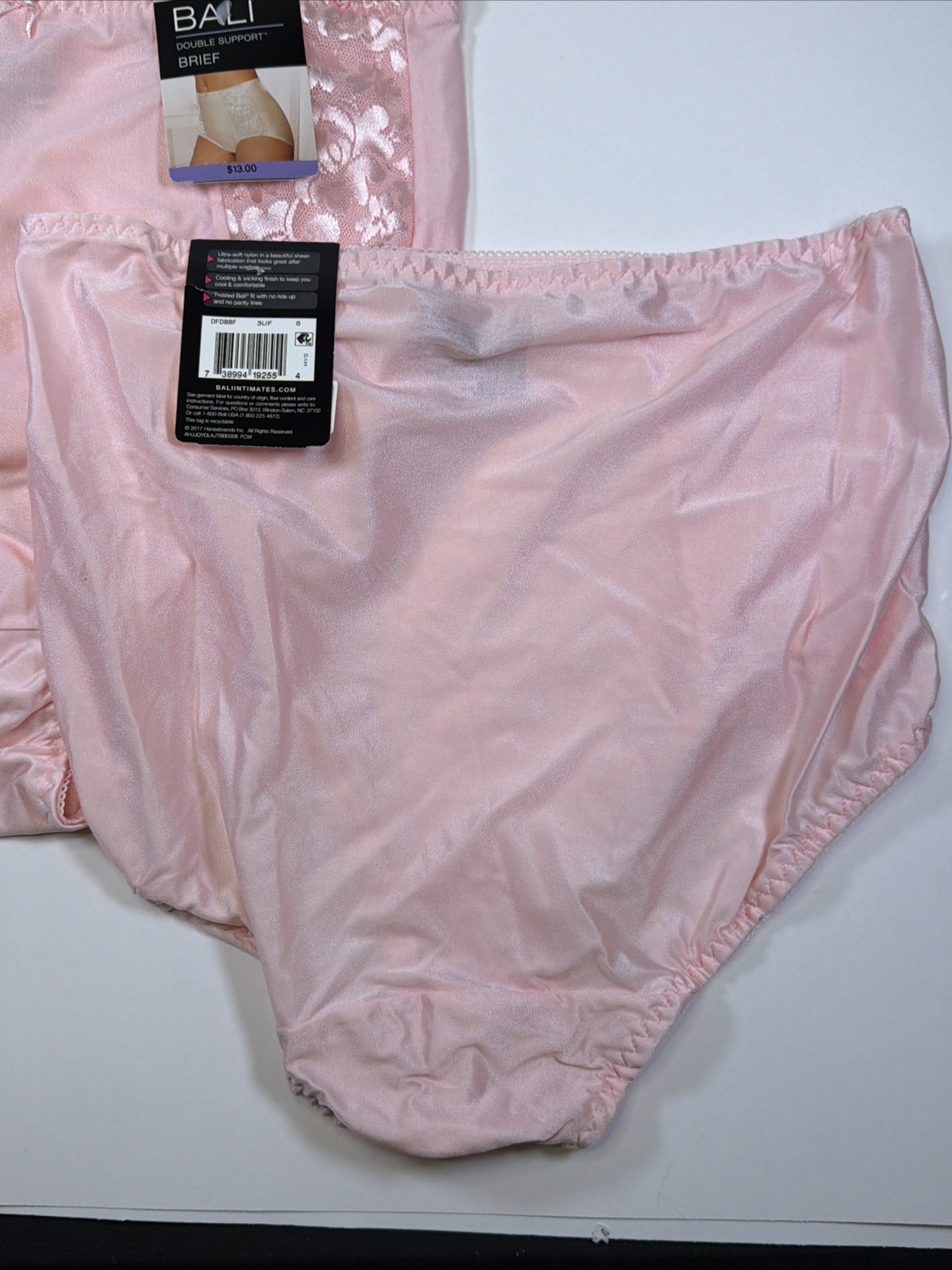 Bali Double Support Brief Panty M/6 3 PACK DFDBBF Light Pink Silky Panties NEW