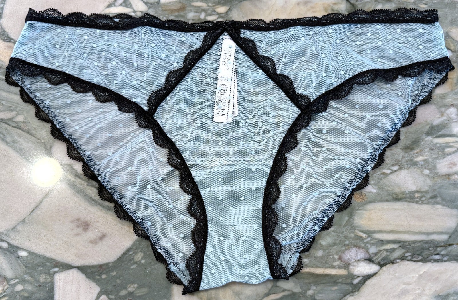 NEW Victoria Secret Dream Angels Sheer Swiss Dot Lace Cheeky – Sage Dust – XL