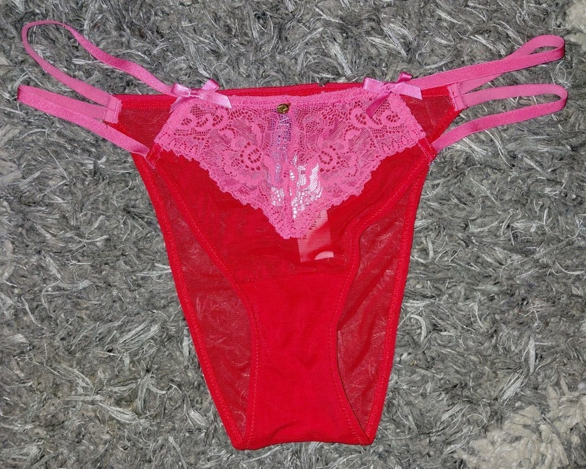 Adore Me/VS Dbl Strappy Brazilian Panty NEW medium Red/pink