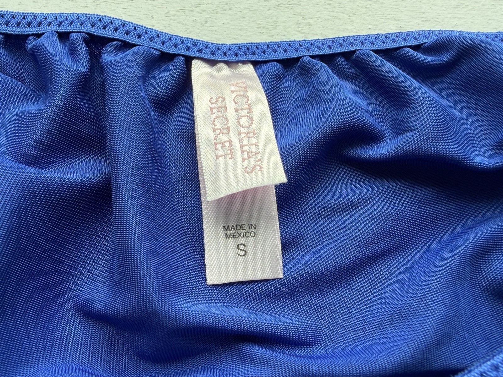 Victoria’s Secret Second Skin Satin String Bikini Panties Royal Blue Vintage