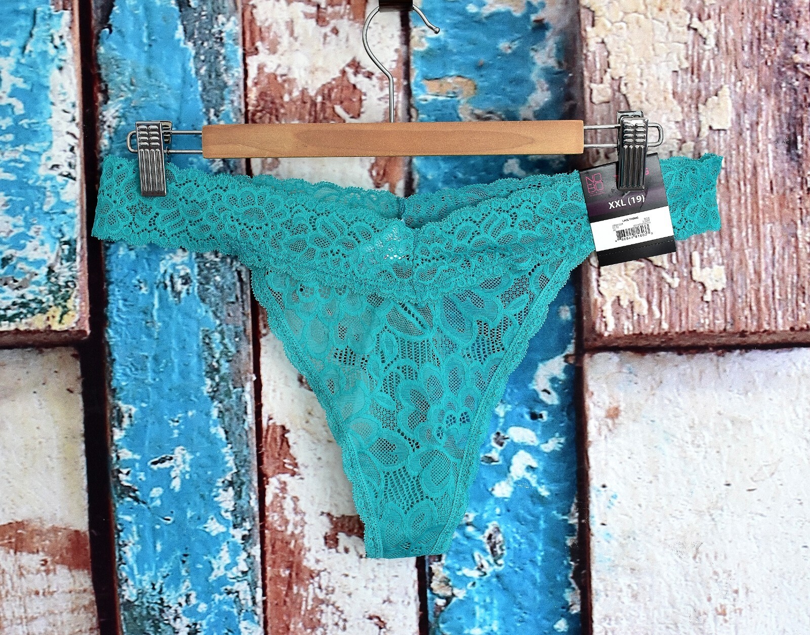 Women’s NOBO No Boundaries Lace Thong Panties Underwear XXLARGE Teal Blue NEW