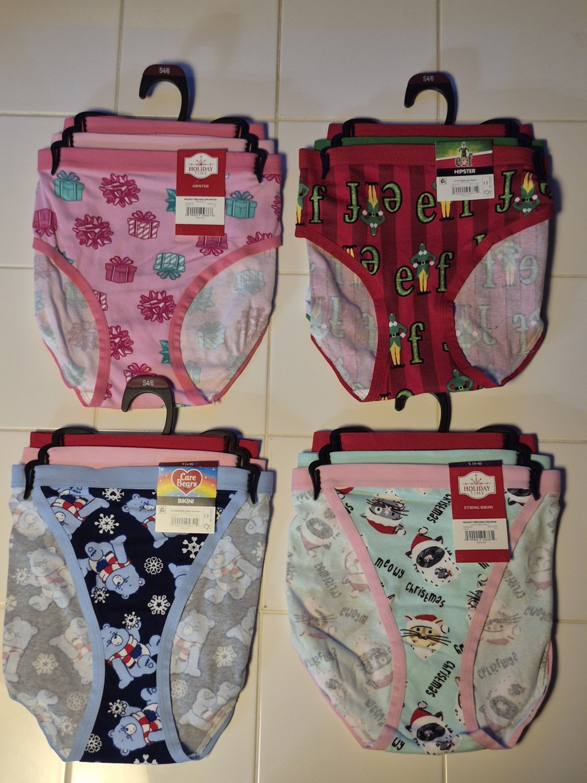 NEW Lot Of 4 Walmart Christmas 3 Packs Of Assorted Underwear Styles, Size Small
