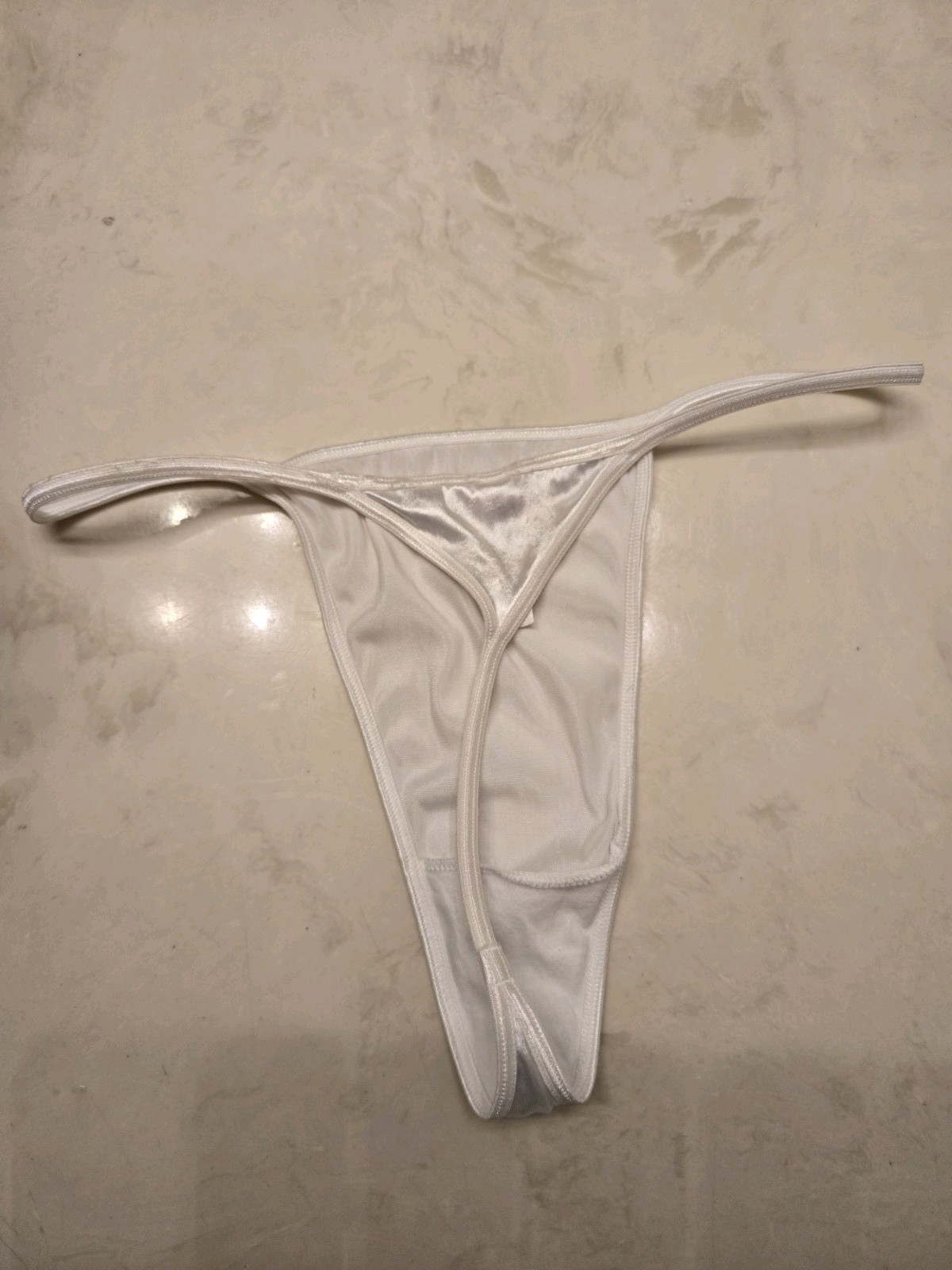 Vintage Victoria’s Secret White Satin V String Thong Panties Size Large 2001
