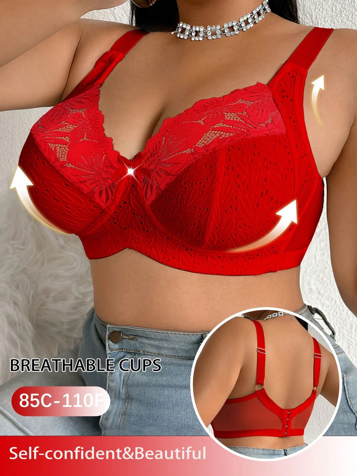 Elegant Lace Patchwork Wireless Bra Plus Size Ladies Cheap24