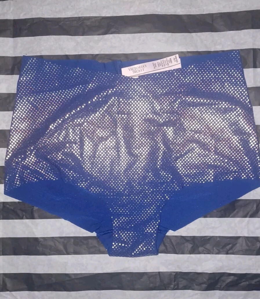 V no show seamless boyshort BRAND NEW SIZE Large Navy Shine Dots