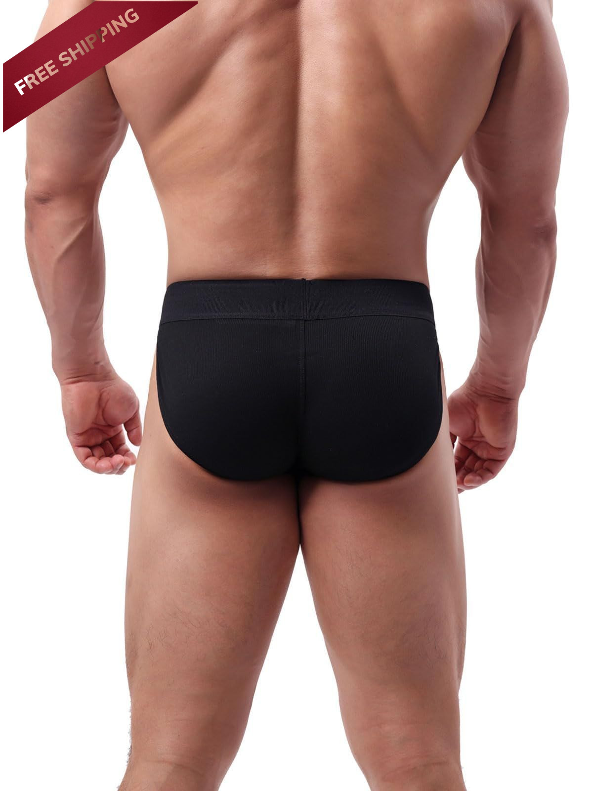 Summer Code Mens Underwear Briefs Low Rise Ribbed Bikini Large, Black