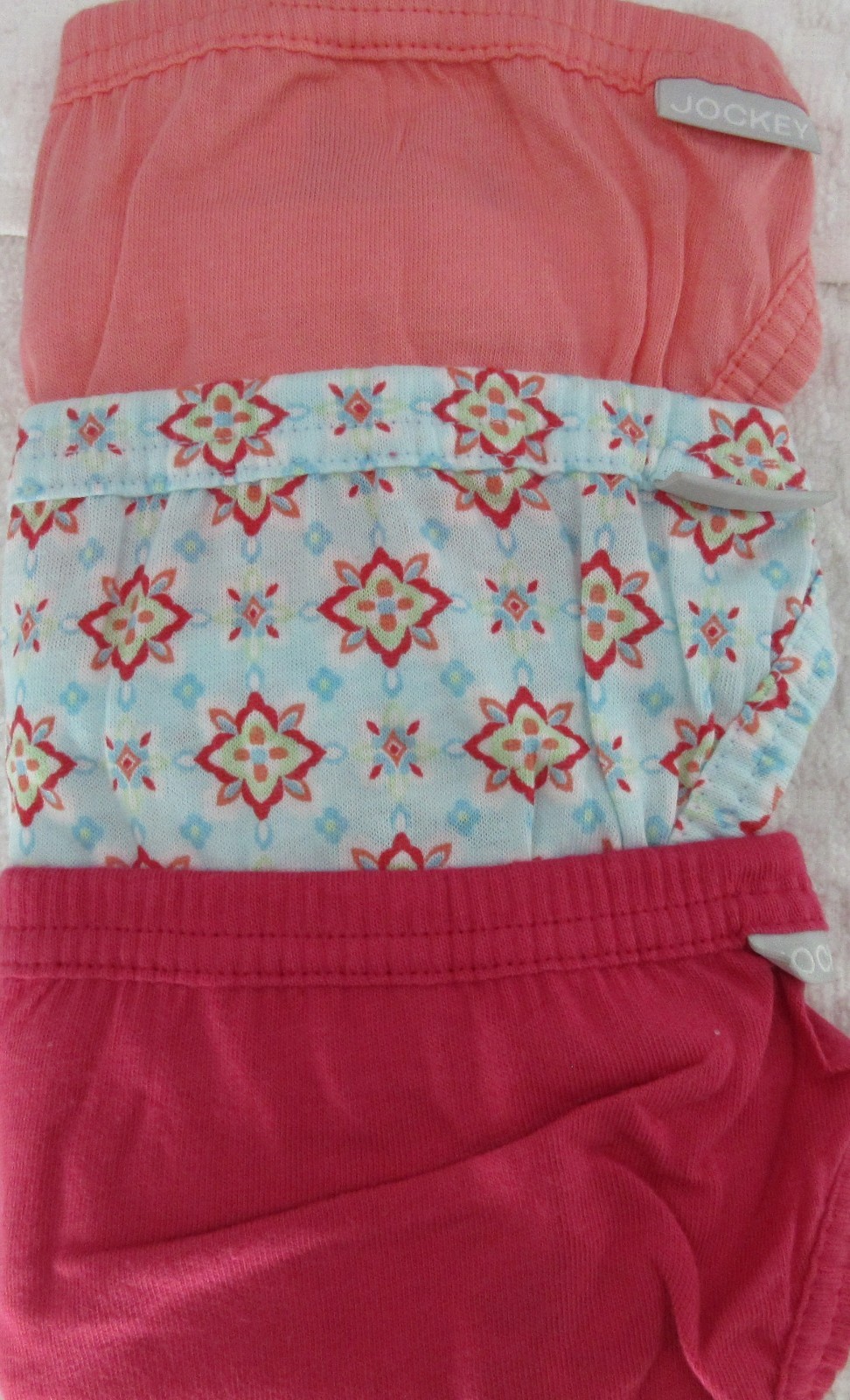 New 3 pack JOCKEY covered waistband 100% cotton STRING CORAL PINK medallions