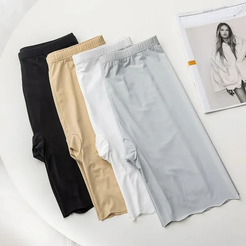 Seamless Ice Silk Safety Shorts High Waist Boxers Panties Anti Rub Thigh Pants