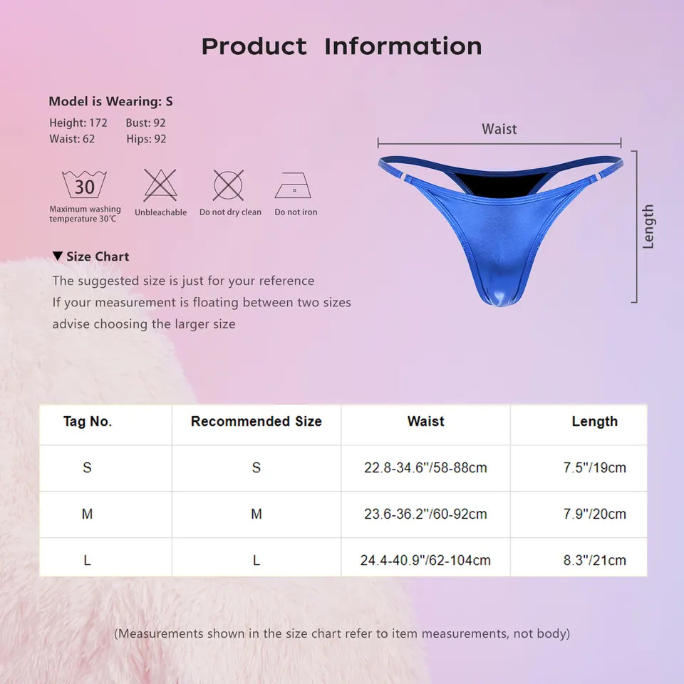 Shiny G String Thong Low Rise Metallic Look T Back Underwear Panties Women