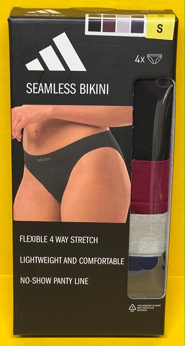 Adidas Woman’s 4 Pack Multicolor Seamless Bikini Underwear Size: Small