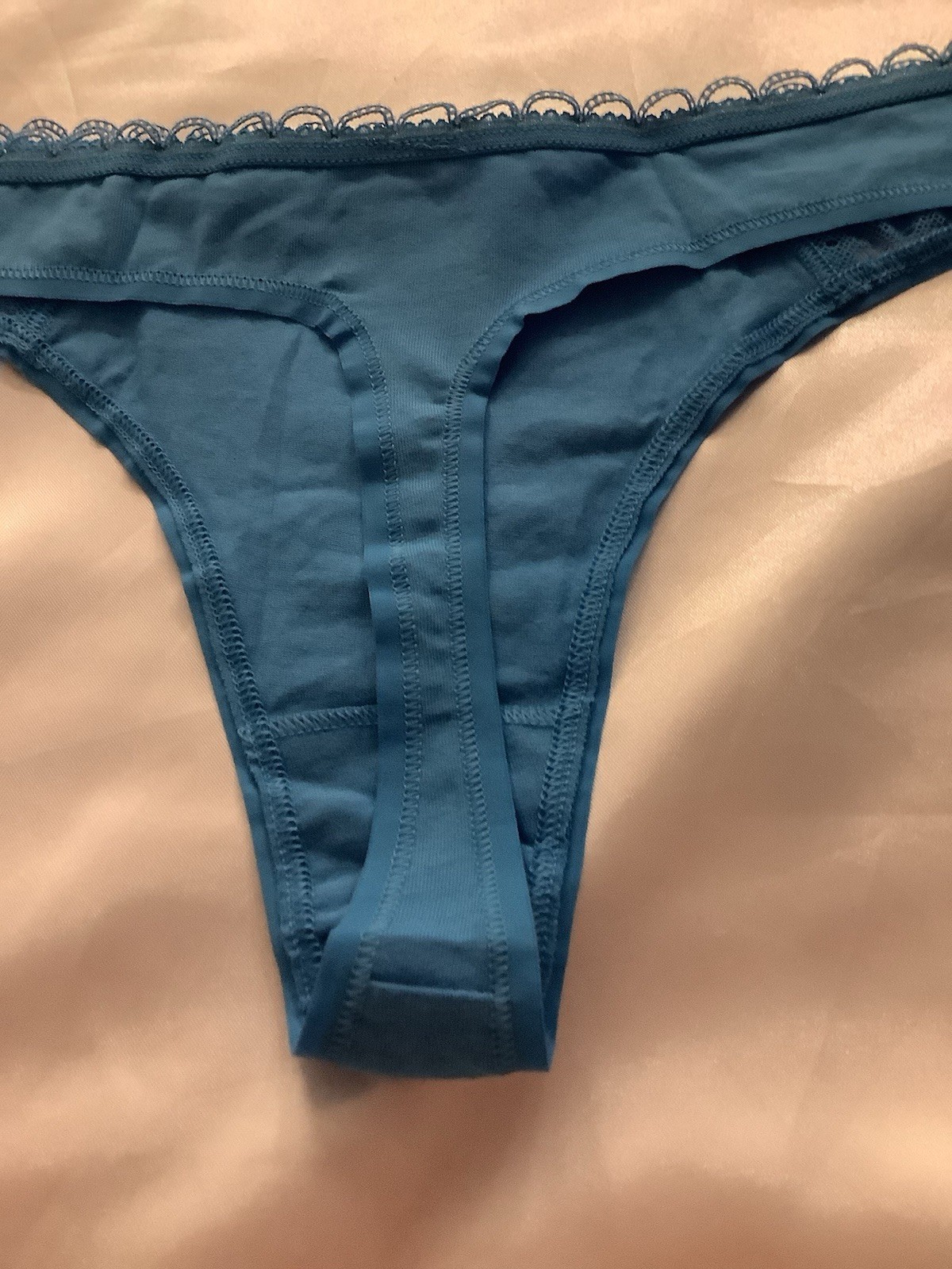 Victoria’s Secret PINK Women’s Thong Panties Blue Turquoise Lace 1pk Large