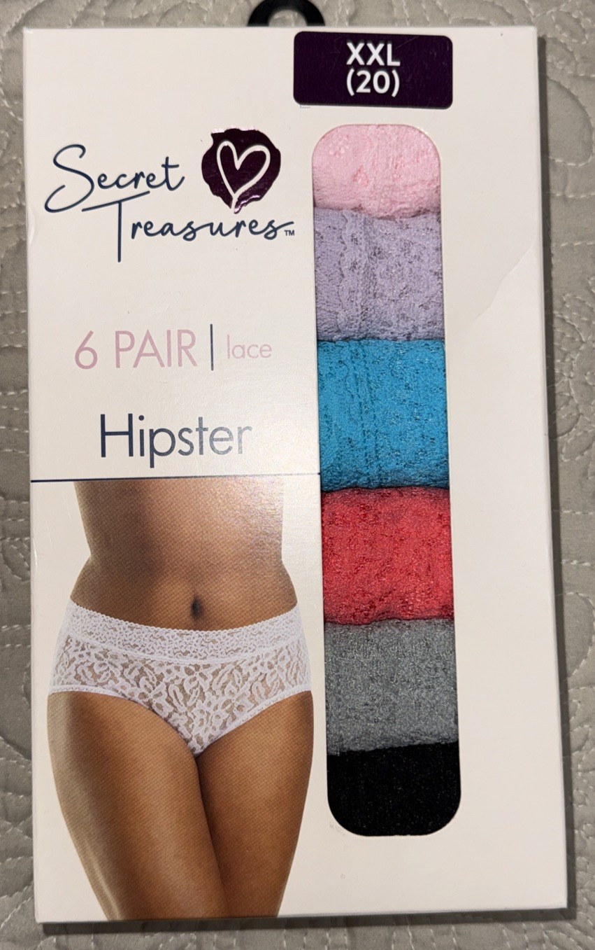 Womens Hipster Panty Secret Treasures Multi Lace Panties 6 Pair Size XXL 20