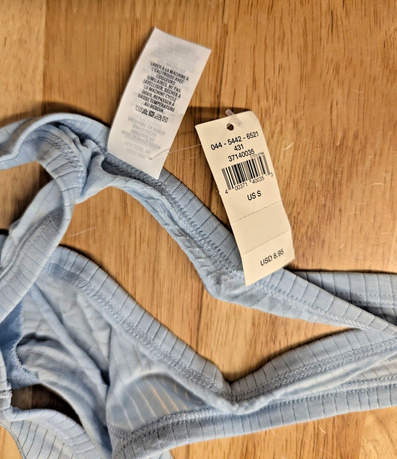 Aerie Blue Thong High Cut Ribbed Cotton Panties Size S Women’s Underwear NEW