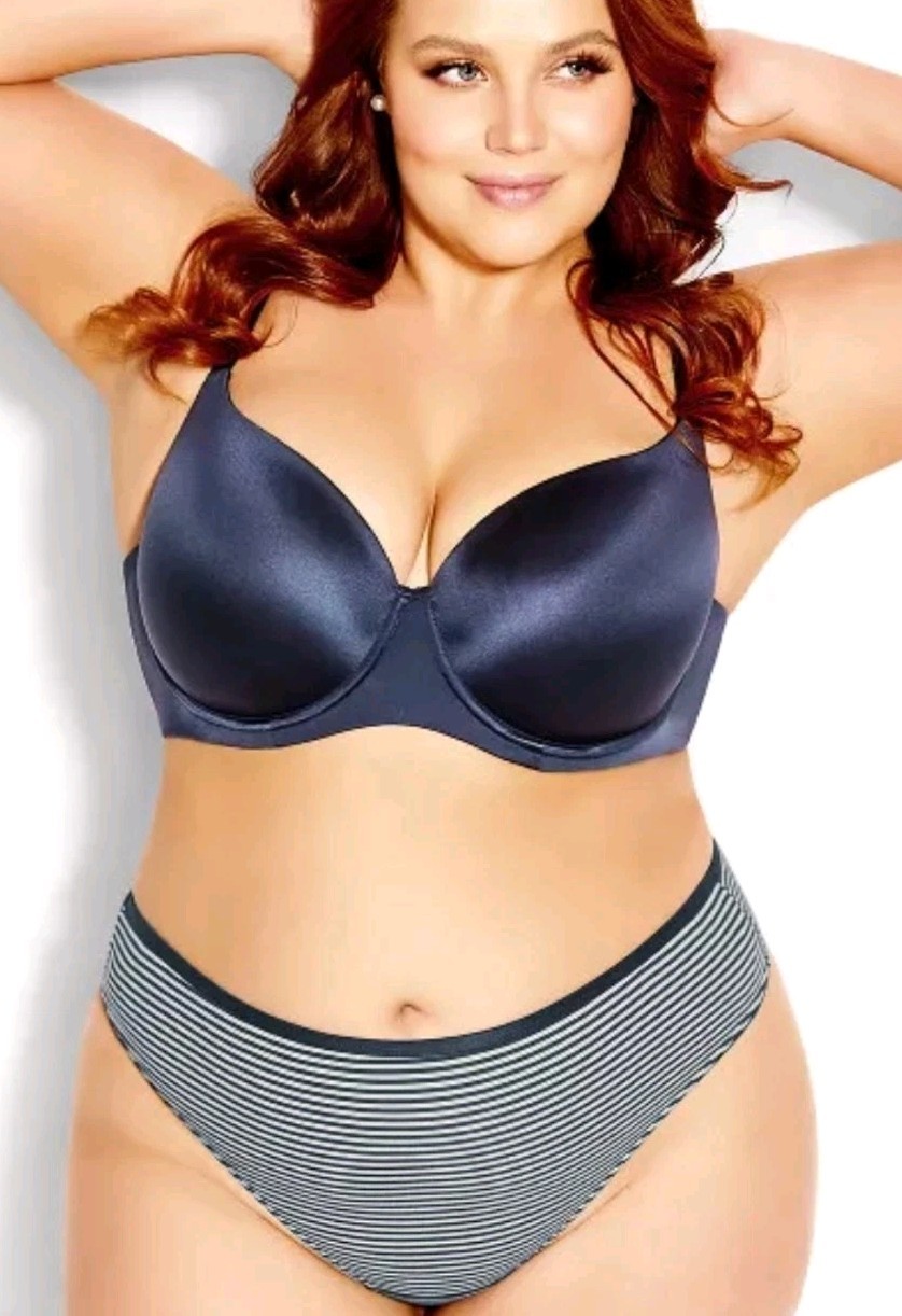 City Chic Ladies Smooth & Chic Thong Underwear size 18 Colour Navy Stripe.2 Pack