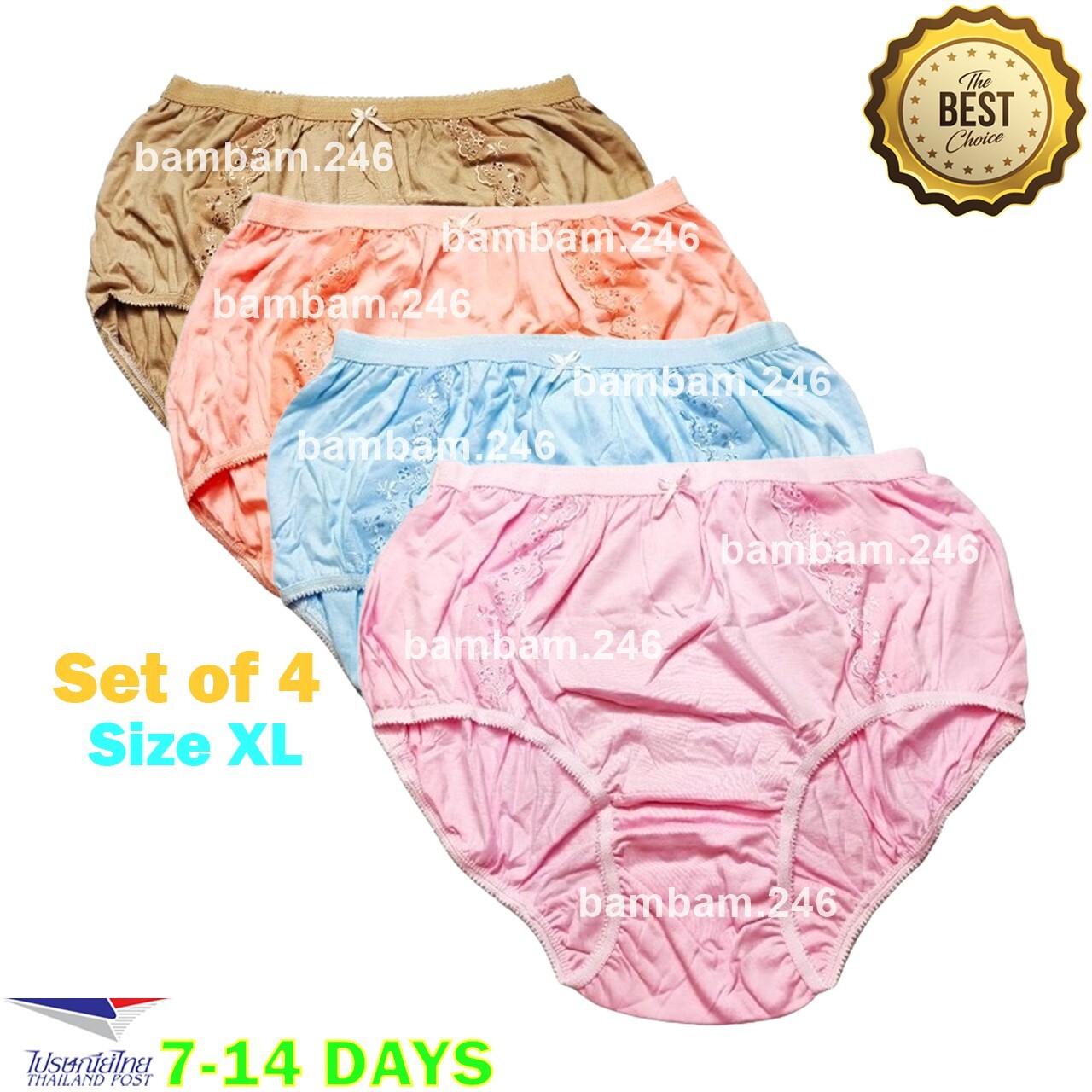 4 Pcs Vintage Women’s Cotton Underwear XL Lace Bikini Brief Granny Panties Hip 3