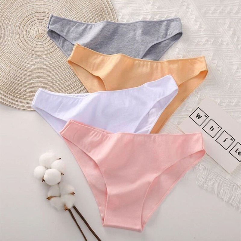 4 Pack Lot Womens Cotton Panties Briefs Comfortable Underwear Lingeries Bikinis