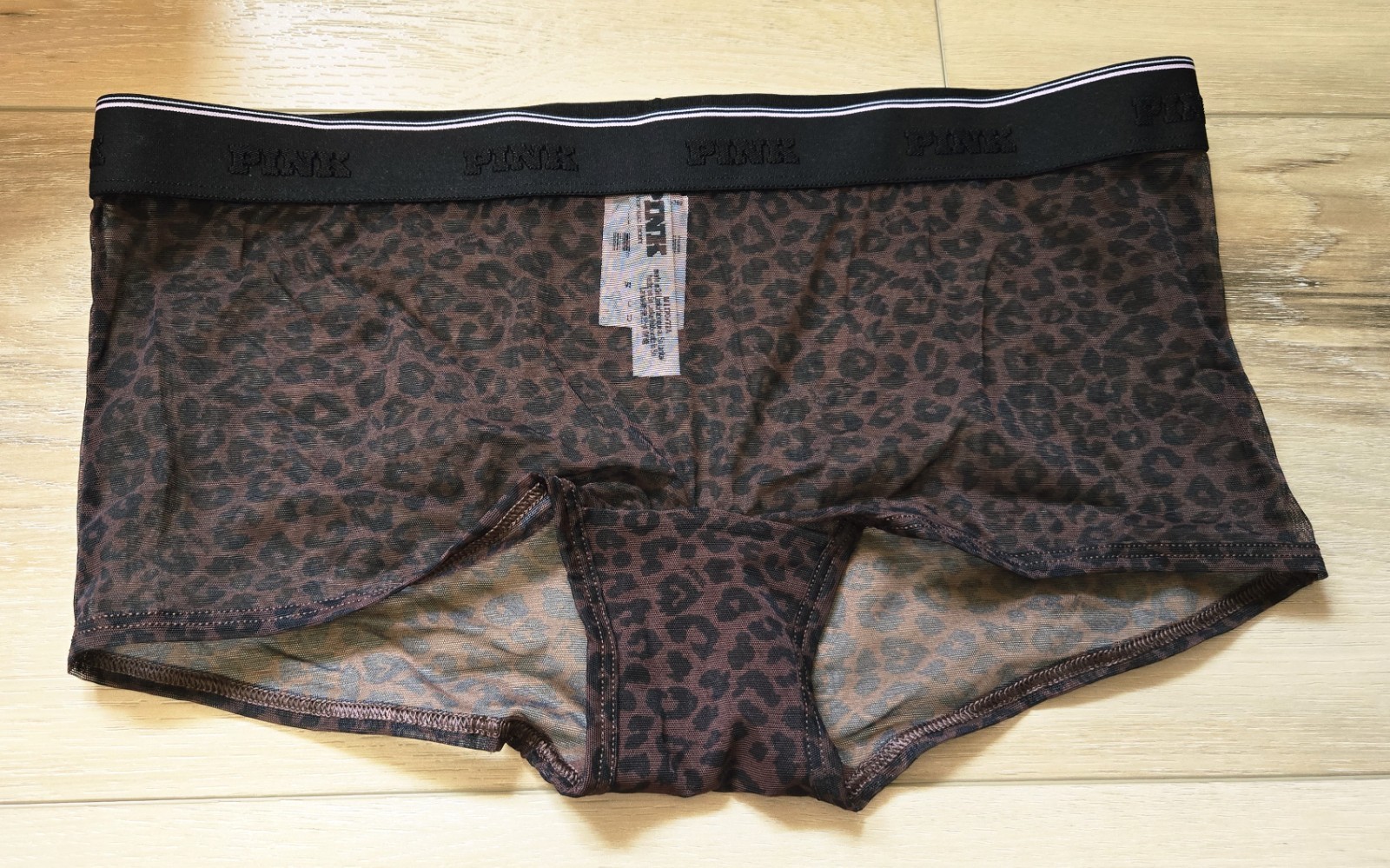 NWT Victoria’s Secret PINK Sheer Animal Thick Logo Waistband Shortie Panties M
