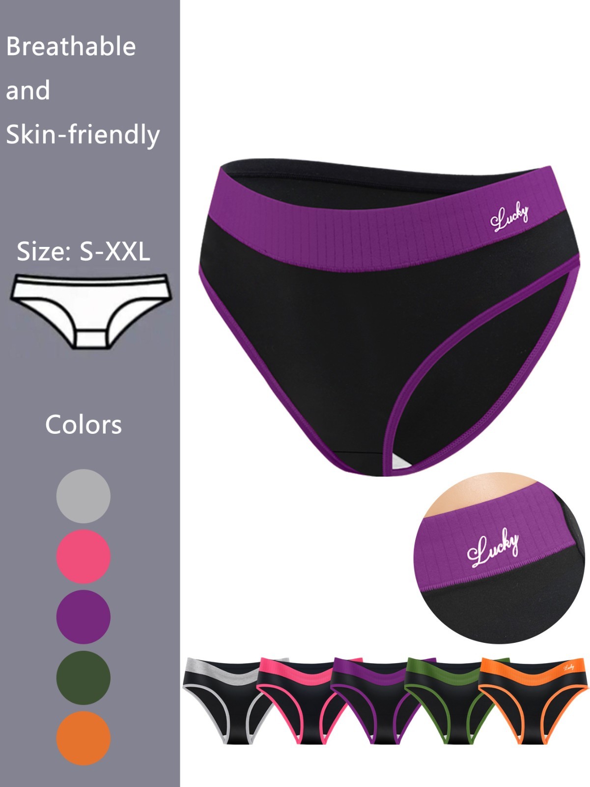 3 Pack Mid Rise Colorblock Thong Panties – Breathable Milk Silk Comfort S-2XL