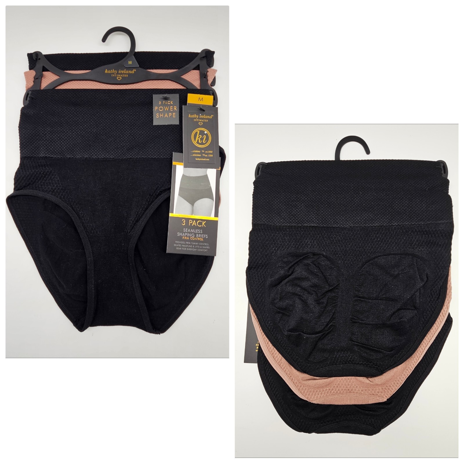 3 Pk SEAMLESS SHAPING BRIEFS Firm Hi Waist Micro Brief Women M L XL Beige Black