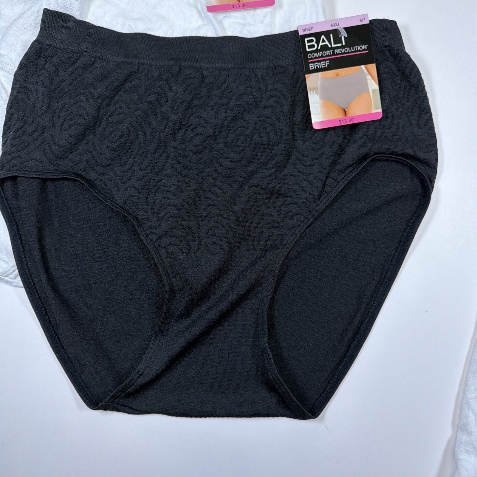 Bali Comfort Revolution Brief Panty Seamless 6/7 Black White 803J 3 PACK NEW M/L
