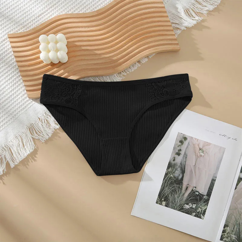 3pc Cotton Panties Women Solid Color Triangle Pants Soft Breathable Underwear